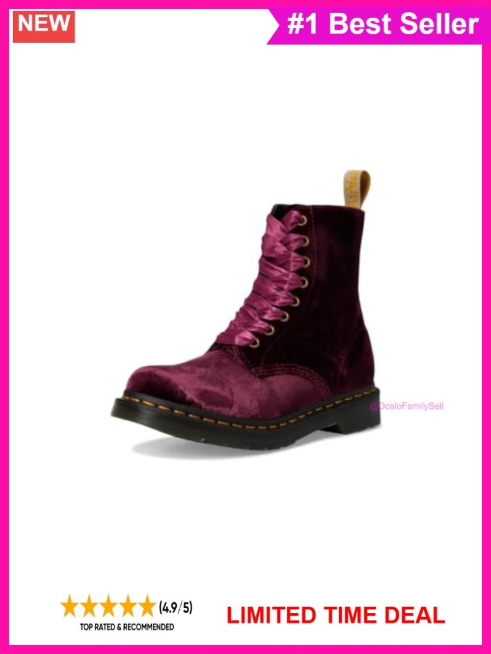 Dr. Martens Vegan 1460 Pascal Velvet 8 Eye Combat Boot